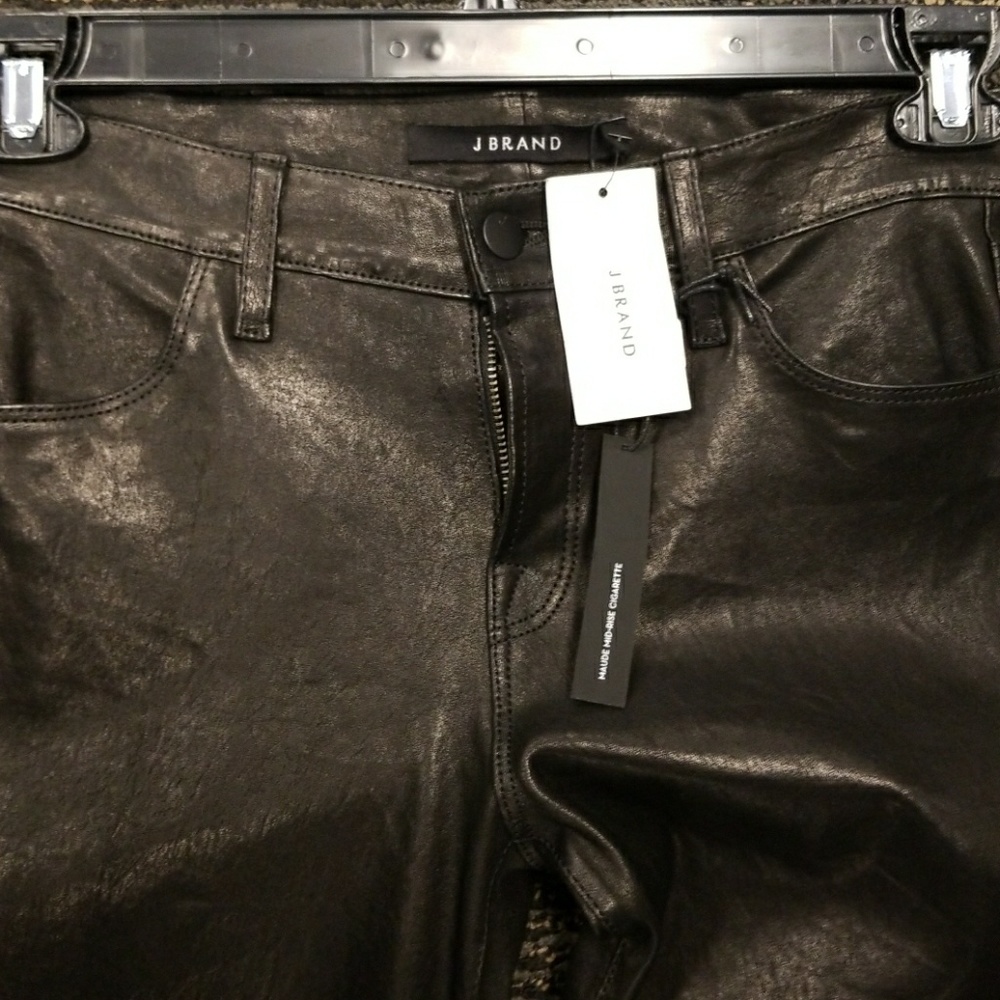 Leather mid rise j brand pants